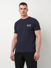 Акція на Футболка бавовняна довга чоловіча Emporio Armani 11416.2 XL Темно-синя від Rozetka