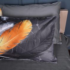 Акція на Наволочка MirSon 22-1381 Black and Feathered сатин 40x60 см від Rozetka