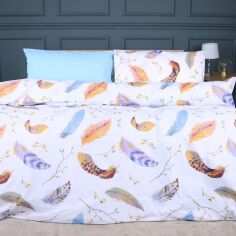 Акція на Простирадло MirSon Ranforce Elite 17-0743 Blue Feathers 200x220 см від Rozetka