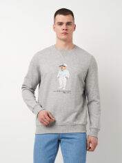 Акція на Світшот чоловічий Polo Ralph Lauren 11421.4 L Сірий з принтом від Rozetka