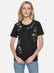 Акція на Футболка бавовняна жіноча Karl Lagerfeld 813485197 XL Чорна з вишивкою від Rozetka