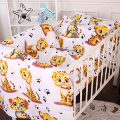 Акція на Постельное белье в детскую кроватку Kids Time 20-0034 King Tiger бязь MirSon Детский комплект від Podushka