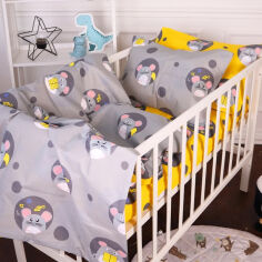 Акція на Постельное белье в детскую кроватку Kids Time 20-0029 Funny mice бязь MirSon Детский комплект від Podushka