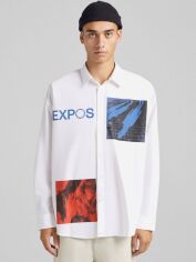 Акція на Сорочка бавовняна чоловіча Bershka 6323557250c16 L Біла від Rozetka