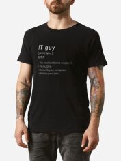 Акція на Футболка бавовняна довга чоловіча Ctrl IT guy... CNTRLB10046 S Чорна з принтом від Rozetka