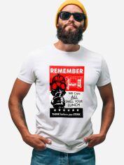 Акція на Футболка бавовняна довга чоловіча Ctrl Remember... CNTRLW10014 M Біла з принтом від Rozetka