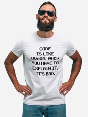 Акція на Футболка бавовняна довга чоловіча Ctrl Code is like humor CNTRLW10031 2XL Біла з принтом від Rozetka