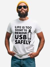 Акція на Футболка бавовняна довга чоловіча Ctrl Life is... CNTRLW10032 M Біла з принтом від Rozetka
