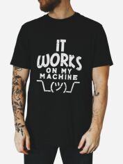 Акція на Футболка бавовняна довга чоловіча Ctrl It works on my machine CNTRLB10002 XL Чорна з принтом від Rozetka