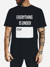 Акція на Футболка бавовняна довга чоловіча Ctrl Everything is under cntrl CNTRLB10012 XL Чорна з принтом від Rozetka