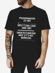 Акція на Футболка бавовняна довга чоловіча Ctrl Programming is ... CNTRLB10014 M Чорна з принтом від Rozetka