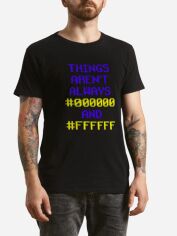 Акція на Футболка бавовняна довга чоловіча Ctrl Things aren`t always... CNTRLB10019 S Чорна з принтом від Rozetka