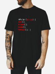 Акція на Футболка бавовняна довга чоловіча Ctrl While CNTRLB10026 L Чорна з принтом від Rozetka