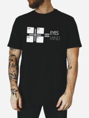 Акція на Футболка бавовняна довга чоловіча Ctrl Eyes mind CNTRLB10032 XL Чорна з принтом від Rozetka