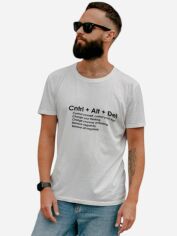 Акція на Футболка бавовняна довга чоловіча Ctrl Ctrl+Alt+Del CNTRLW10004 2XL Біла з принтом від Rozetka