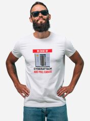 Акція на Футболка бавовняна довга чоловіча Ctrl In case of... CNTRLW10001 2XL Біла з принтом від Rozetka