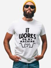 Акція на Футболка бавовняна довга чоловіча Ctrl It works on my machine CNTRLW10002 M Біла з принтом від Rozetka