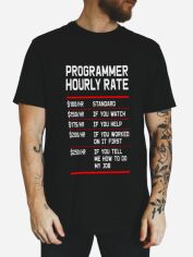 Акція на Футболка бавовняна довга чоловіча Ctrl Programmer hourly rate CNTRLB10005 2XL Чорна з принтом від Rozetka