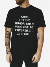 Акція на Футболка бавовняна довга чоловіча Ctrl Code is like humor CNTRLB10038 2XL Чорна з принтом від Rozetka