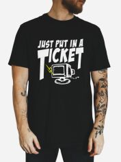 Акція на Футболка бавовняна довга чоловіча Ctrl Just put in a ticket CNTRLB10041 L Чорна з принтом від Rozetka