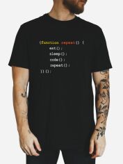 Акція на Футболка бавовняна довга чоловіча Ctrl Function repeat... CNTRLB10047 S Чорна з принтом від Rozetka