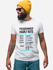 Акція на Футболка бавовняна довга чоловіча Ctrl Programmer hourly rate CNTRLW10003 XL Біла з принтом від Rozetka