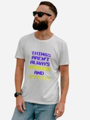 Акція на Футболка бавовняна довга чоловіча Ctrl Things aren`t always... CNTRLW10016 2XL Біла з принтом від Rozetka