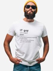 Акція на Футболка бавовняна довга чоловіча Ctrl It guy... CNTRLW10038 S Біла з принтом від Rozetka