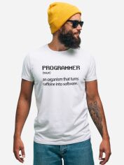 Акція на Футболка бавовняна довга чоловіча Ctrl Programmer CNTRLW10009 L Біла з принтом від Rozetka