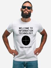 Акція на Футболка бавовняна довга чоловіча Ctrl Welcome to... CNTRLW10019 XL Біла з принтом від Rozetka