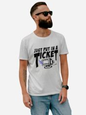 Акція на Футболка бавовняна довга чоловіча Ctrl Just put in a ticket CNTRLW10034 XL Біла з принтом від Rozetka