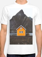 Акція на Футболка бавовняна довга чоловіча WhyNotPrint Дім WNP1003 XL Біла з принтом від Rozetka