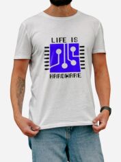 Акція на Футболка бавовняна довга чоловіча Ctrl Life is hardware CNTRLW10029 L Біла з принтом від Rozetka