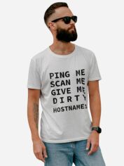 Акція на Футболка бавовняна довга чоловіча Ctrl Ping me... CNTRLW10030 XL Біла з принтом від Rozetka