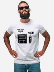 Акція на Футболка бавовняна довга чоловіча Ctrl I am your father... CNTRLW10037 XL Біла з принтом від Rozetka