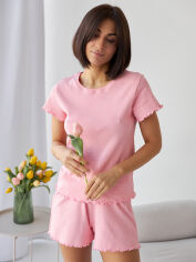 Акція на Піжама (футболка + шорти) жіноча бавовняна BARWA garments 0355/356 S Рожева від Rozetka