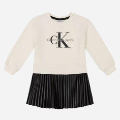 Акція на Дитяче тепле плаття для дівчинки Calvin Klein 836448208 110 см Чорне/Бежеве від Rozetka