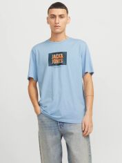 Акція на Футболка бавовняна довга чоловіча Jack & Jones 12268477 M Блакитна від Rozetka