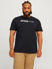 Акція на Футболка бавовняна довга чоловіча Jack & Jones 12243630 5XL Чорна від Rozetka