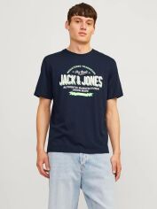 Акція на Футболка бавовняна довга чоловіча Jack & Jones 12254862 XL Темно-синя від Rozetka