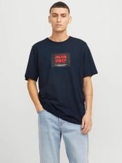 Акція на Футболка бавовняна довга чоловіча Jack & Jones 12268477 L Темно-синя від Rozetka