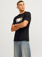 Акція на Футболка бавовняна довга чоловіча Jack & Jones 12262662-3 XL Чорна від Rozetka