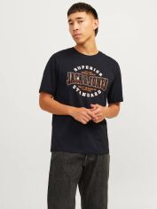 Акція на Футболка бавовняна довга чоловіча Jack & Jones 12254862 L Чорна від Rozetka