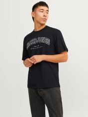 Акція на Футболка бавовняна довга чоловіча Jack & Jones 12257579 S Чорна від Rozetka