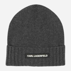 Акція на Дитяча зимова шапка-біні в'язана для хлопчиків Karl Lagerfeld 612438592 42 см Сіра від Rozetka