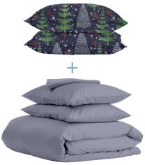 Акція на Комплект Cosas Євро Ranfors Steel + подарунок наволочки 2 шт Winter Wood Night від Rozetka