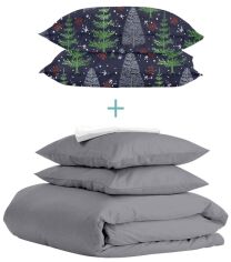 Акция на Комплект Cosas 1.5-спальний Ranfors Graphite + подарунок наволочки 2 шт Winter Wood Night от Rozetka