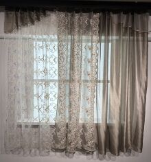 Акція на Тюль-арка Троя Золотисто-кавовий Вишивка + 2 магніти 430х200 см від Rozetka