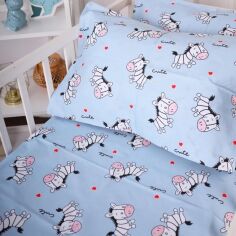 Акція на Простирадло MirSon полуторне 150x220 см Kids Time 20-0037 Cute blue zebra бязь від Rozetka