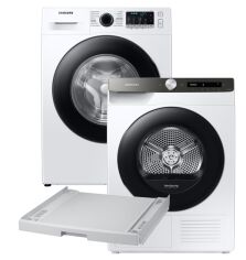 Акція на Пральна машина повногабаритна Samsung WW90TA047AE1/UA + Сушильна машина Samsung DV90T5240AT/UA + Сполучний комплект Samsung SKK-UDW (комплект) від Rozetka